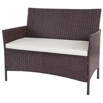 Banquette extérieure en polyrotin marron avec coussin