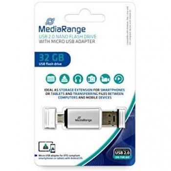 Memoria Flash OTG Mediarange Nano 32GB Dual MicroUSB + USB 2.0