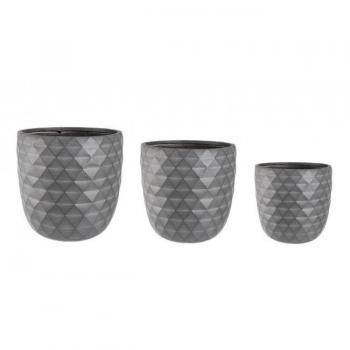 Set 3 Porta Vaso Pyramid Bombato Antracite