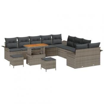 Ensemble de Mobilier de Jardin 3 Pièces vidaXL Gris Rattan