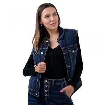 Enorsia Blue Stretch Denim Shirtless Jacket