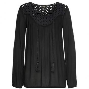 LASCANA Crepebluse, mit Lochstickerei, Damenbluse, lockere Passform