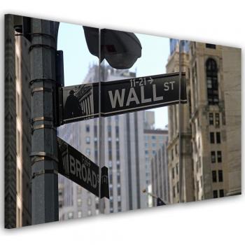 USA Wall Street NYC Canvas Triptych – 60x40, Beige