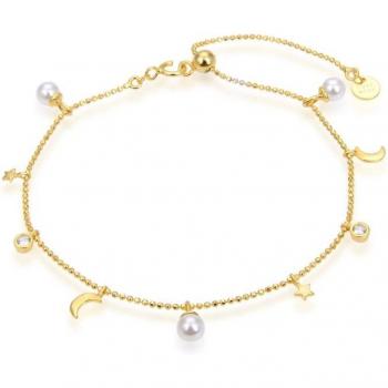 Pulsera de Deseo Haeros en Plata 925 con Estrellas y Perlas