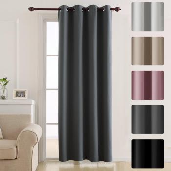 Thermal Insulated Silver Eyelet Ready Made Blackout Curtains | Deconovo UK Ring Top 1 Energy Saving Panel