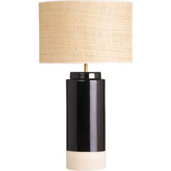 Miliboo Lámpara de Mesa en Cerámica Negra y Pantalla Rabane H64 CM Majes