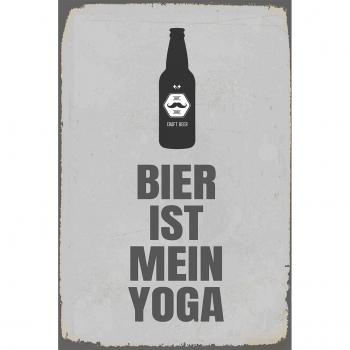 Klimbunker Bier‑Yoga Schild – Metall, 20 × 30 × 0,2 cm, Lochbohrungen