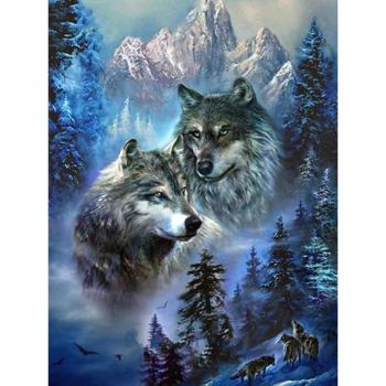 Funkelnder Wolf: 5D Strass Mosaik Bild