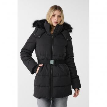 Stradivarius Figurbetonter Mantel Stepp Schwarz M