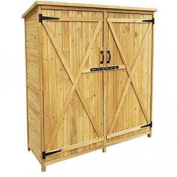Armadio da giardino in legno di abete 1350x500x1540 mm con tetto in bitume a 2 ante