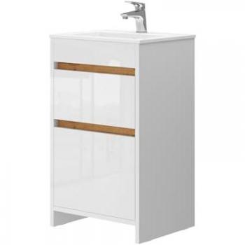 Set bagno Detmold Vicco, 2 pezzi, con lavabo e cassetti bianchi