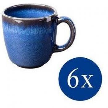 Villeroy & Boch Lave‑Set: 6 Kaffeetassen aus Steingut, blau