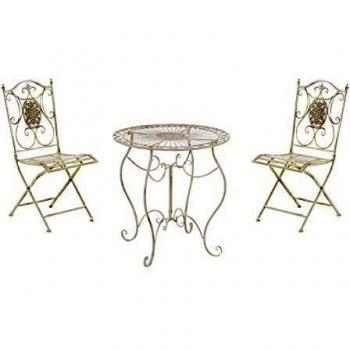 Set da Giardino Aldeano in Metallo con Sedie Crema Antica