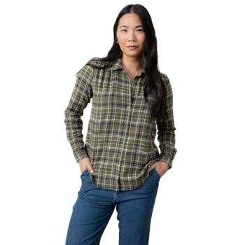 Women’s Beech Cotton Long Sleeve Shirt with Checkered Pattern – Curved Hem