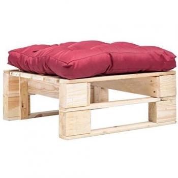 VidaXL Pouf da Giardino in Legno con Cuscino Rosso