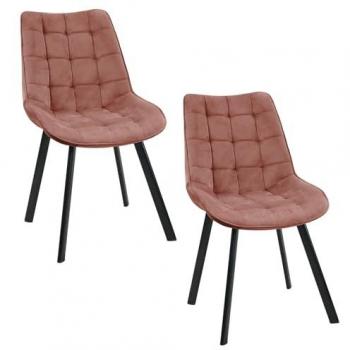 Silla doble AKORD con tapiz rosa capitoné y terciopelo SJ.22
