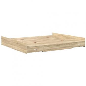 VidaXL Sonoma Oak 180x200cm Bed with Headboard, Storage Drawer, Engineered Wood Construction