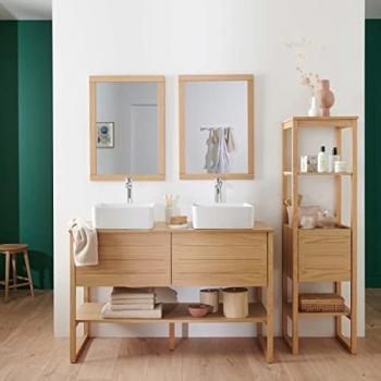 Salle de bain chêne MOB-IN 120 cm avec vasques et miroir carré