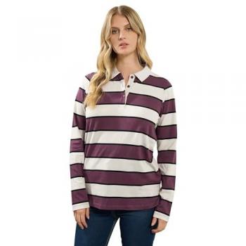 Long Tall Sally Red Stripe Jersey Polo Top – Women's Ivory, Size 10