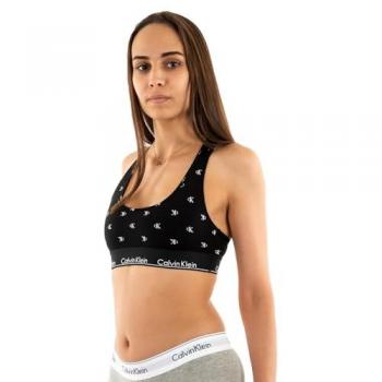 Calvin Klein Damen Sport-BH Unlined Bralette in Schwarz mit Allover-Print