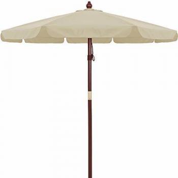 Parasol en bois crème 330cm avec protection solaire