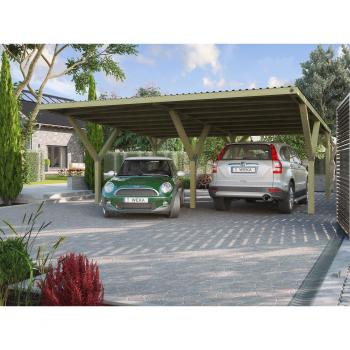 Weka Y-Carport 612, Doppelcarport, Stahl-Dachplatten