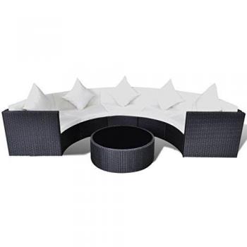 VidaXL Poly Rattan Garten-Lounge-Set, 6-teilig, in elegantem Schwarz