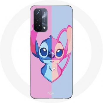 Coque Oppo A93 5G Stitch & Ange Bleu et Rose