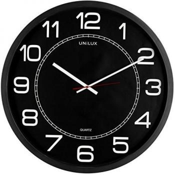 Unilux Horloge murale extra large Quartz noir