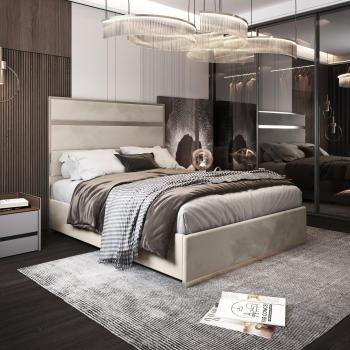 Bentley Upholstered Double Bed Frame in Cream
