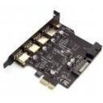 Port USB 3.0 PCI Express x1 Karte, 4x USB A + 1x USB C Anschluss