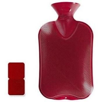 2‑Liter Red Double‑Ribbed Warm Water Flask