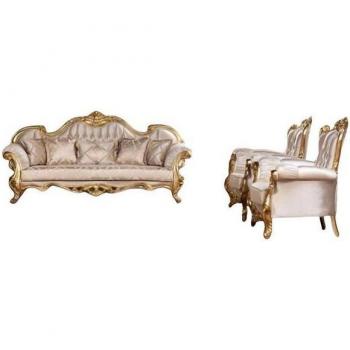 JV Möbel Barock‑Wohnset – 3‑Sitzes Sofa, 1 Sessel, 1 Sitzgruppe (Made in Europe)