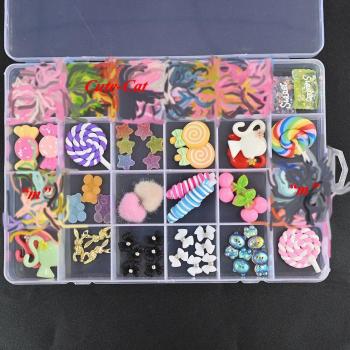 Kawaii Mix‑Candy Nail Charm Set – 50–100 Pack, 12 Shaped Acrylic Rhinestones (24Gird)