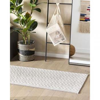 60 x 200 cm Chevron Pattern Runner Rug in White and Grey