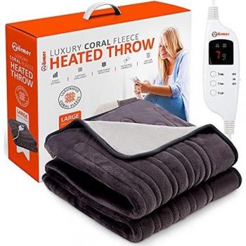 Warmer Electric Heated Throw Blanket, Digital Controller Timer, 9 Heat