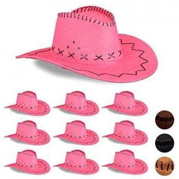 Chapeaux far ouest pour adultes en rose