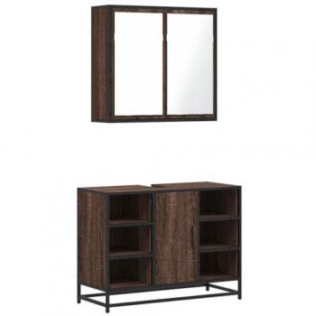 Robe Set Bagno 2 Pezzi, Legno di Rovere Marrone