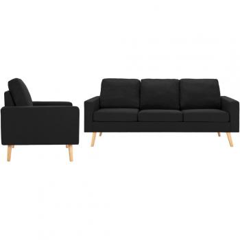 Set Divani 2 pz in Tessuto Nero Vidaxl 15075