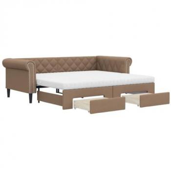 Lit d’appoint salon moderne vitaXL – configuration lit de jour et gigogne, 90x200 cm (cappuccino)