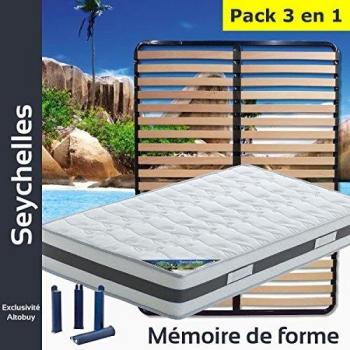 Matelas et Lattes Seychelles 130x190 avec Pieds Inclus