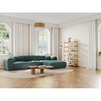 Canapé d'angle droit POGNI en tissu chiné bleu