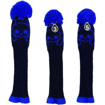 3pcs Knit Golf Covers with Pom-pom for Driver 460cc/Fairway Woods