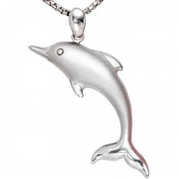 Jobo Damen Anhänger Delfin 925 Sterling Silber rhodiniert mattiert