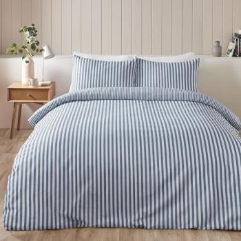 Reversible Stripe Brushed Cotton Duvet Cover Set