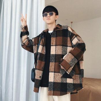 Plaid Shirt Herren Lässig Wolljacke Herbstmode Langarmhemd