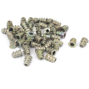 Sourcingmap M4x10mm Hex Socket Screw with Thread Insert Nut for Wood, 50 Pcs