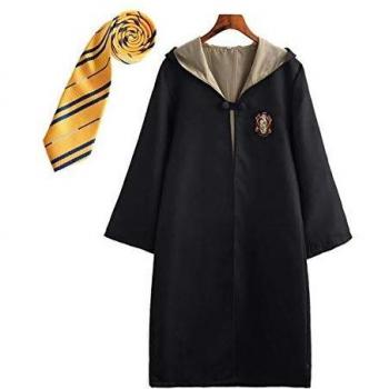 YONIER Costume Fantasy Cinema Adulto Bambino Mantello Bacchetta Magica Scarfia Occhiali Halloween Nero Grande Taglia