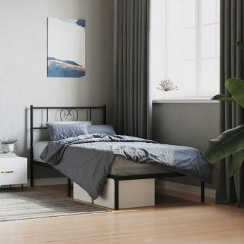 VidaXL Metalni okvir za krevet s uzglavljem crni 100x200 cm