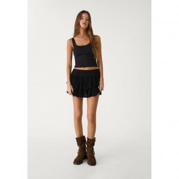 Pantaloncino a Mini Gonna con Volante Nero M